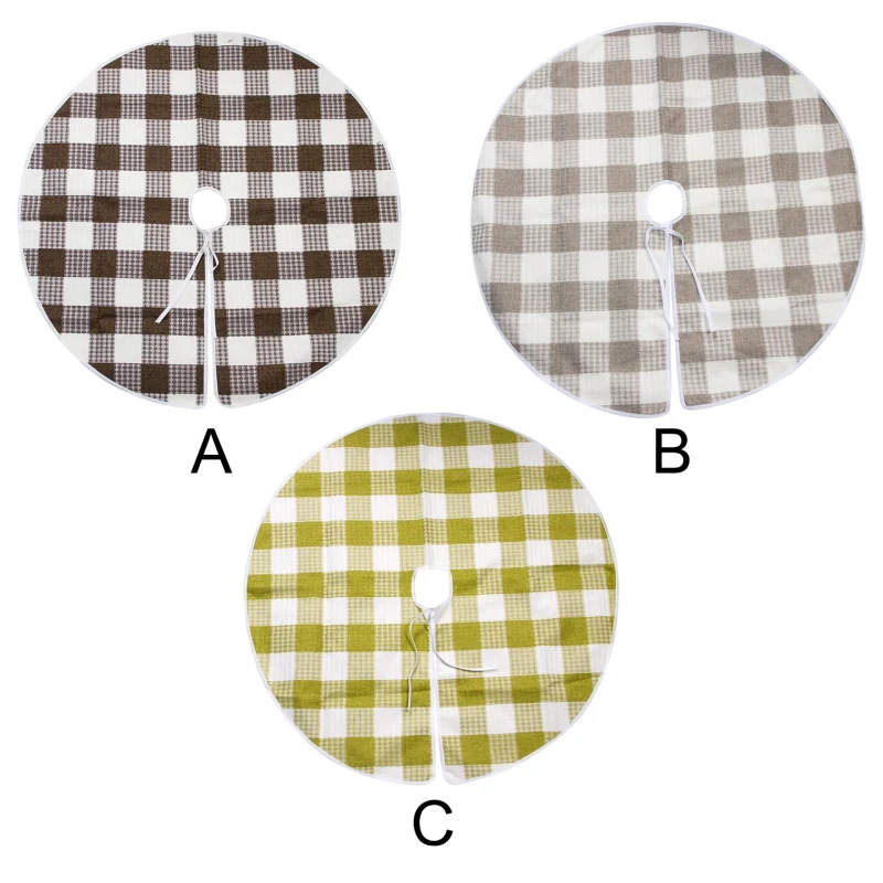 

Christmas Tree Skirt Cloth Fabric Tree Skirt Black And White Checked Design Xmas Tree Apron Holiday Decorations