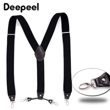 Deepeel/1 шт., 3,5X120 см, мужские подтяжки из натуральной кожи с 4 клипсами и крючками, полиэстер, эластичная лента, подтяжки без застежек, украшение для джинсов