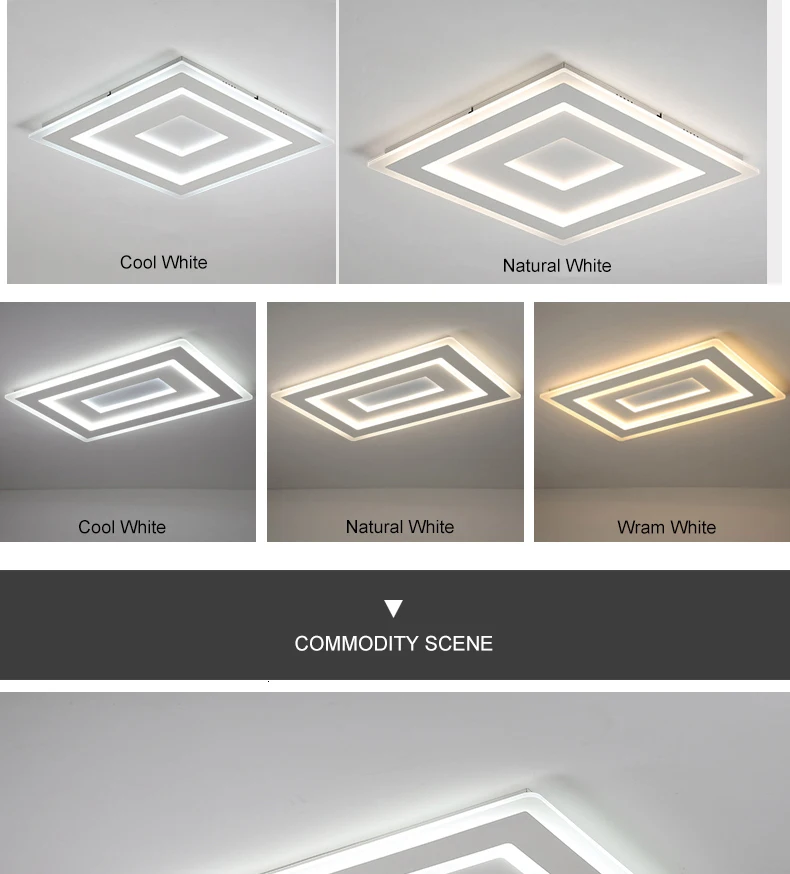 Ultra-thin Surface Mounted Modern Led Ceiling Lights lamparas de techo Rectangle acrylic Square Ceiling lamp fixtures