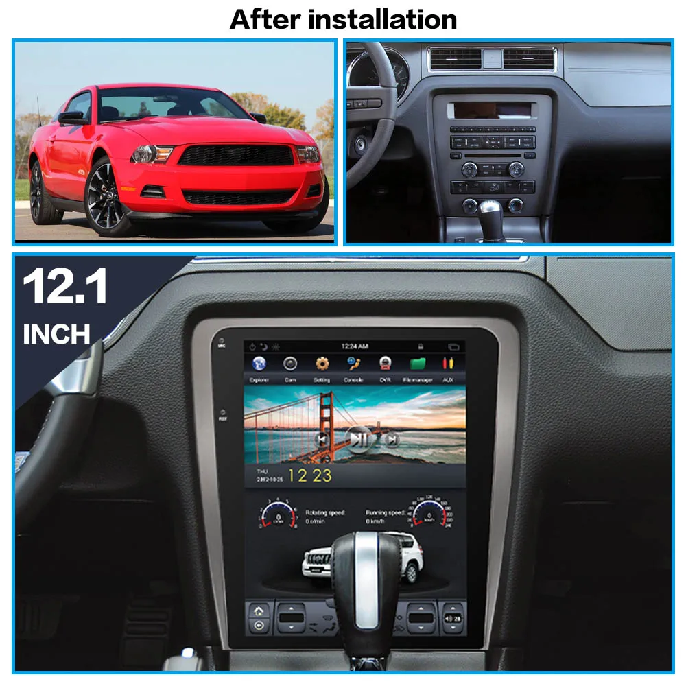 Flash Deal 12.1" Tesla style Car GPS Navigation Multimedia Play for Ford Mustang 2010 2011 2012 2013 2014 Radio auto stereo screen Free Map 4