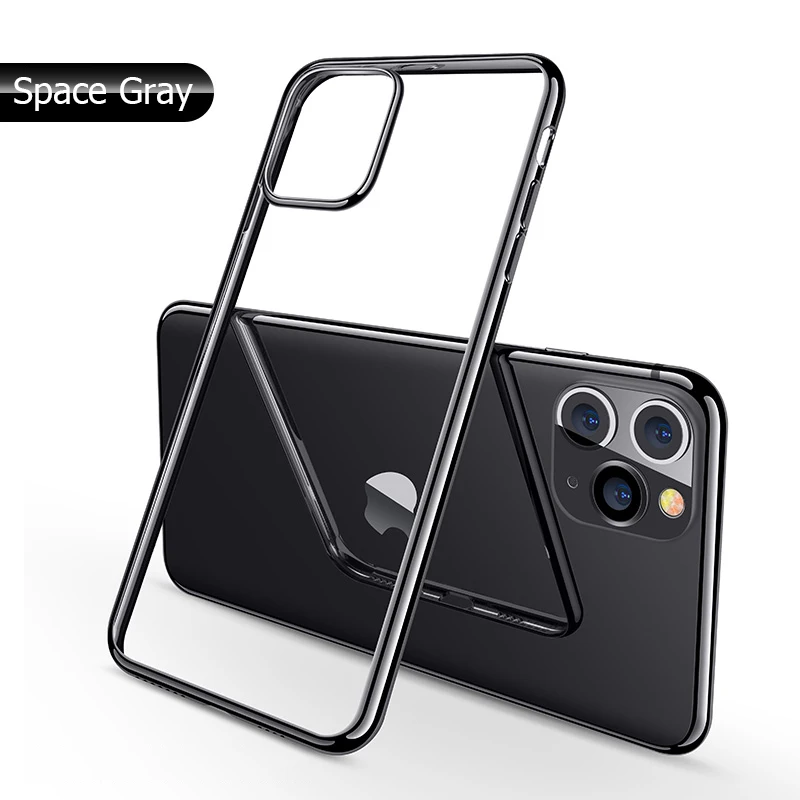 Для iPhone 11 Pro Max роскошное покрытие для чехла TPU чехол для Apple iPhone 11 Plus мягкий прозрачный противоударный чехол - Цвет: Space gray