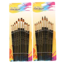 12 шт нейлоновые волосы черная ручка акварельные кисти заостренный плоский набор кистей для рисования для акварельных красок товары для рукоделия
