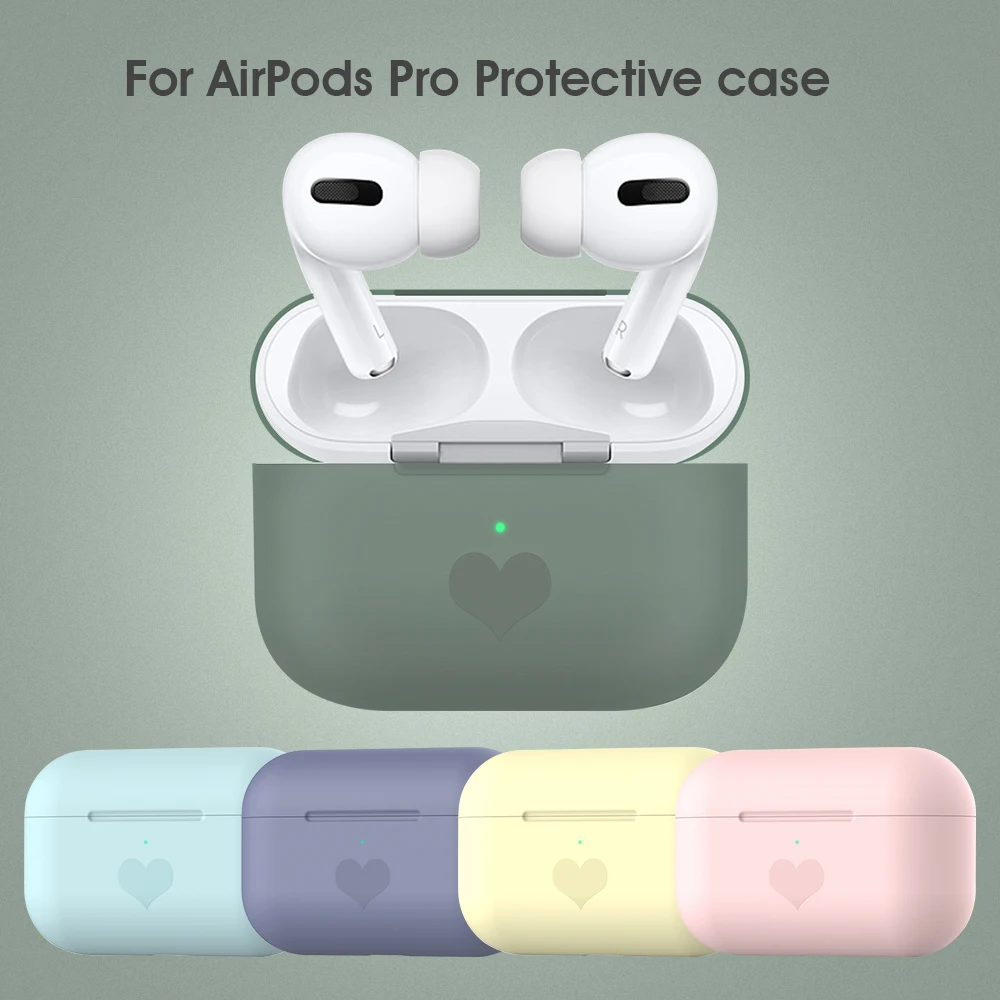 Силиконовый чехол с сердечками для наушников Airpods Pro защитный из ТПУ беспроводных
