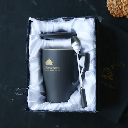 Gift box Oussirro Европейский стиль кружка простой животный узор в форме шариковой ручки Крышка для кружек и ложки с Рождественская Подарочная коробка подарок для друзей - Цвет: Gift box