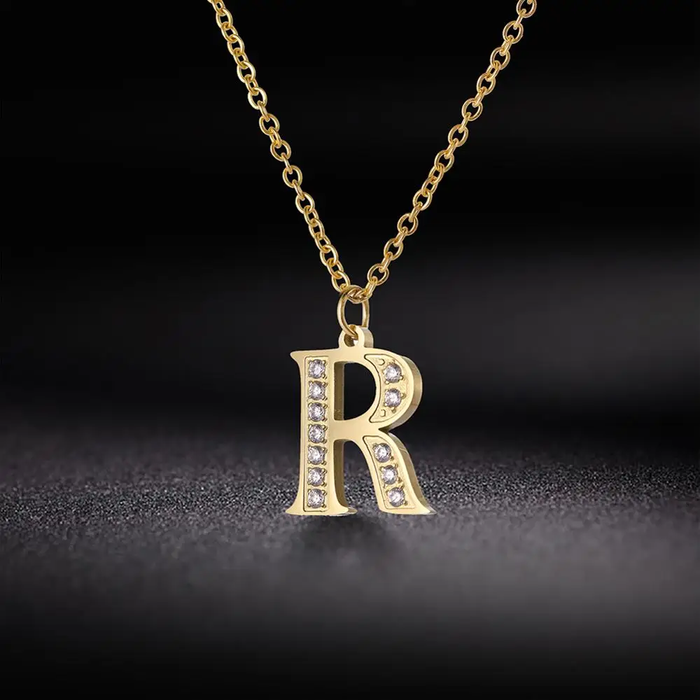 Ожерелье женское из нержавеющей стали с 26 буквами алфавита и фианитами|Цепочки| |