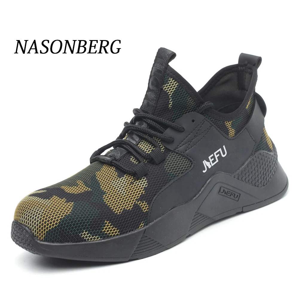 

NASONBERG Men's Outdoor Steel Toe Cap Military Work Safety Boots Shoes Men Camouflage Army Puncture Proof Boots
