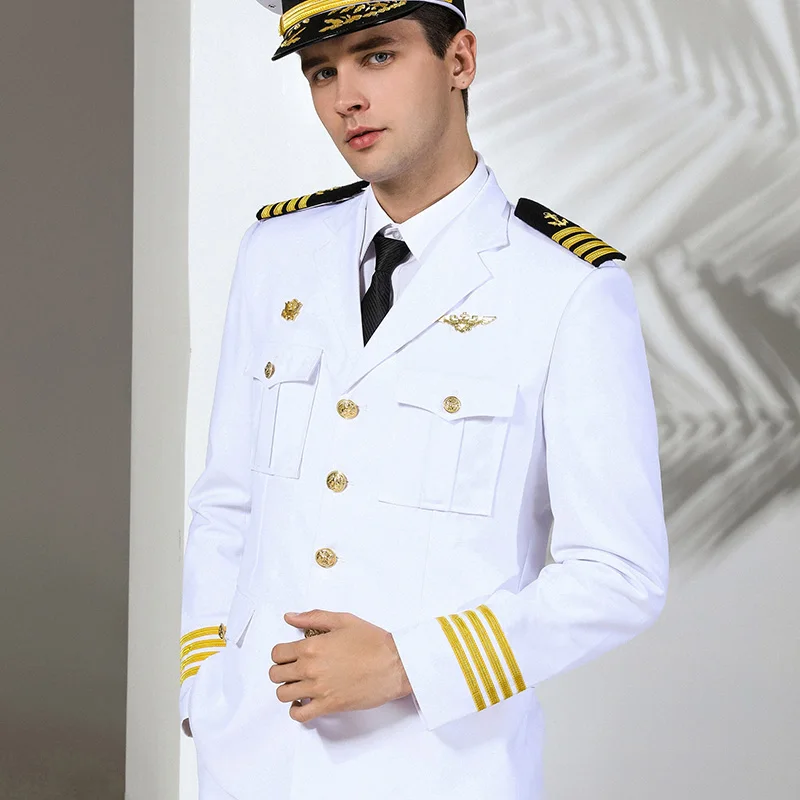 Captain Seaman Professional Uniform Security Guard Business Clothing Costume Suit Pilot Ship Sailor Performance Dress Jacket mens suit