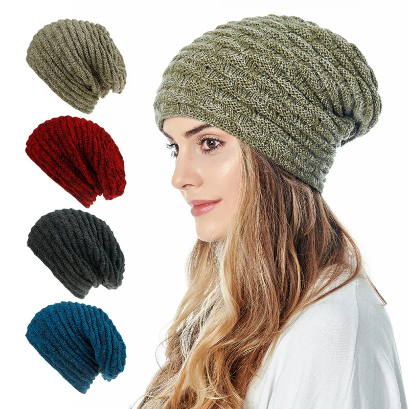 

Women's autumn and winter European and American new knitted hat with plush warm ear covering cap