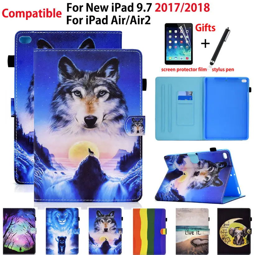 Cover For Apple iPad 9.7 2018 2017 Smart Case 6th 5th Generation Funda Air 1 2 Protective Auto Wake Shell +Gift | Компьютеры и офис