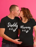 Drinking for Two Eating for Two Pregnancy Reveal Couple Black T-Shirts Set New Baby Announcement Mommy To Be Daddy To Be Wear 1