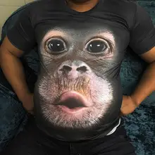 Summer Men's brand clothing O-Neck short sleeve animal T-shirt monkey/lion 3D Digital Printed T shirt Homme large size 6xl