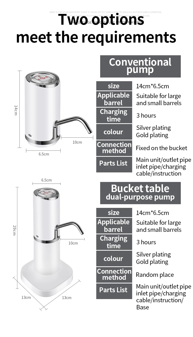 Automatic usb-charge water bottle pump dispenser for mini barreled water, portable and convenient