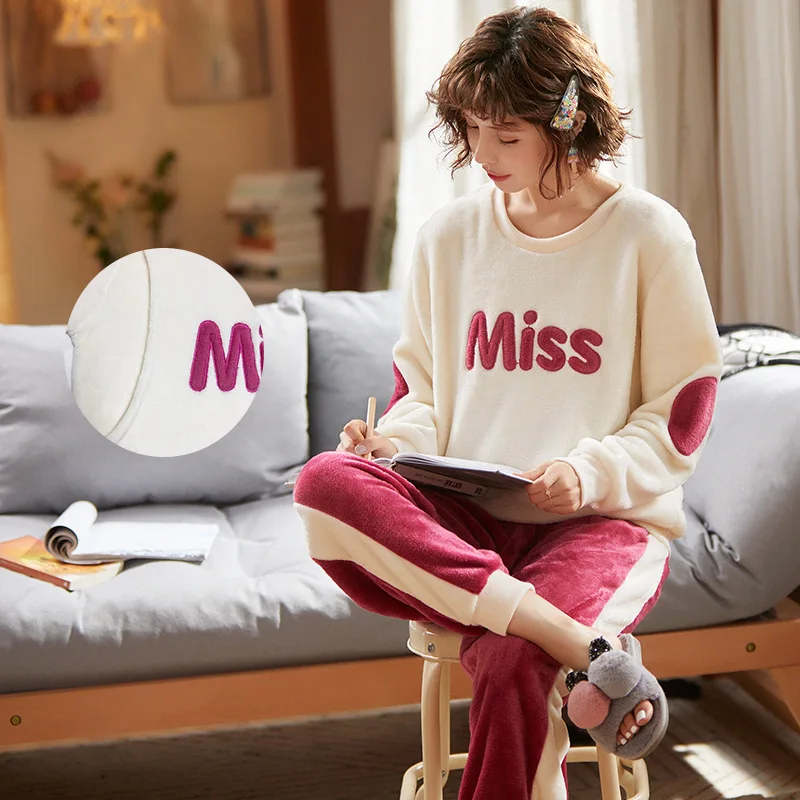 

Autumn And Winter Postpartum Confinement Clothing Pregnant Women Warm Flannel Nursing Pajamas Women's Maternal Thick Coral Velve