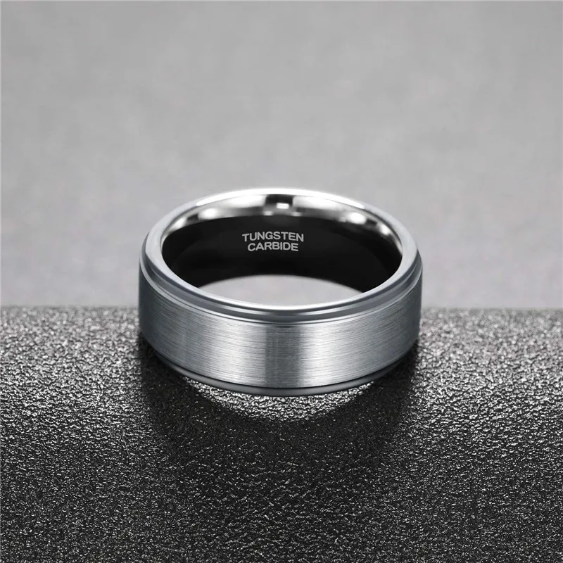 Tigrade 6/8mm Tungsten Carbide Ring Men Silver/Black/Gold Color Brushed Wedding Band Male Engagement Rings For Women bague 2