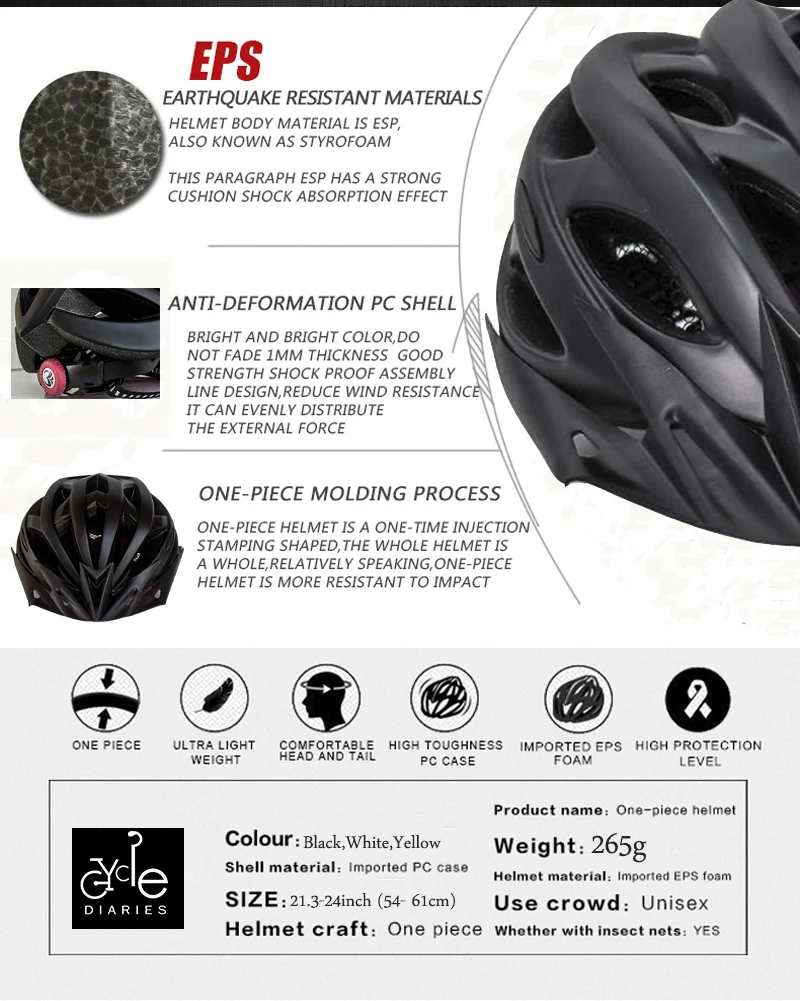 2020 Lightweight Cycling Helmet Bike Ultralight helmet Intergrally-molded MTB Mountain Road Bicycle Helmet Safe Men Women