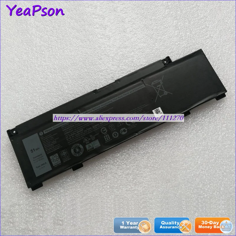 Yeapson 11 4 в 51Wh подлинный 266J9 Аккумулятор для ноутбука Dell G3 15 3590 Ins 15PR 1545W 1548BR 1645W 1648BR
