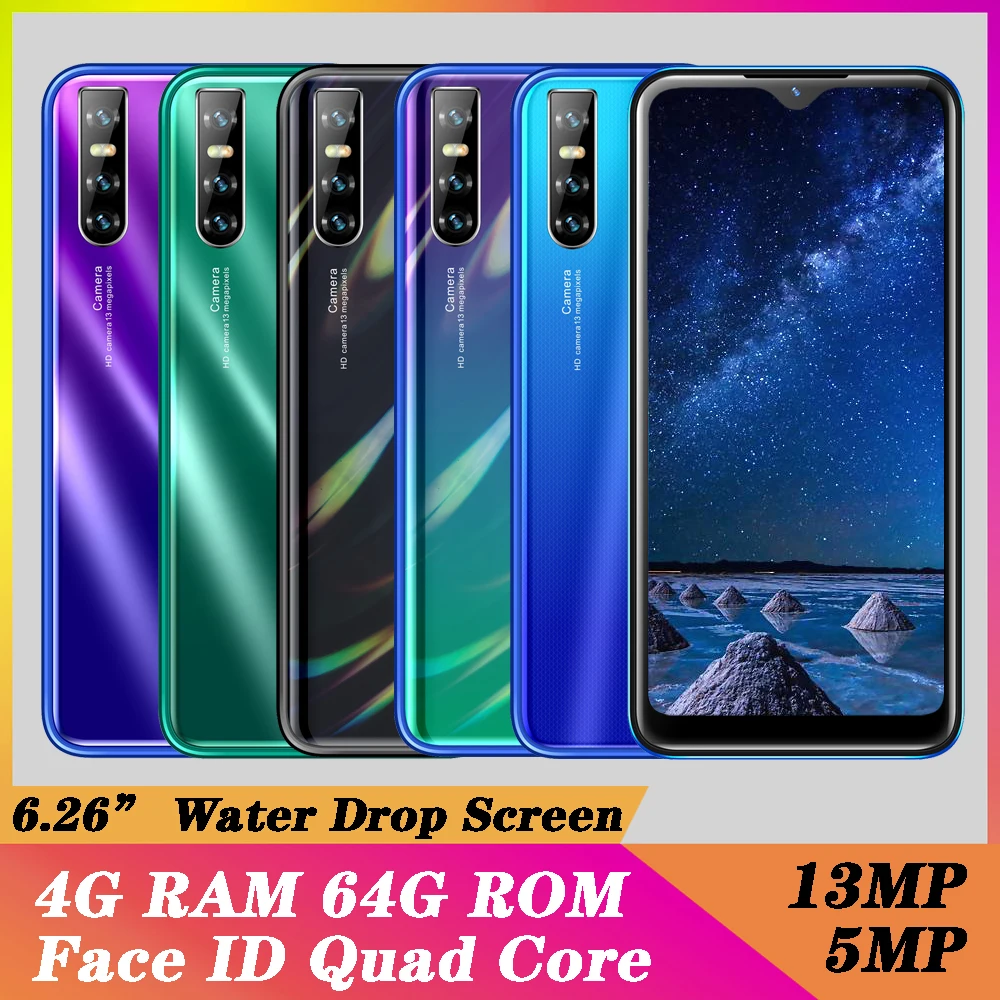 Смартфон Note 9s на Android четыре ядра экран 6 26 дюйма 4 Гб + 64 ГБ|Смартфоны| |