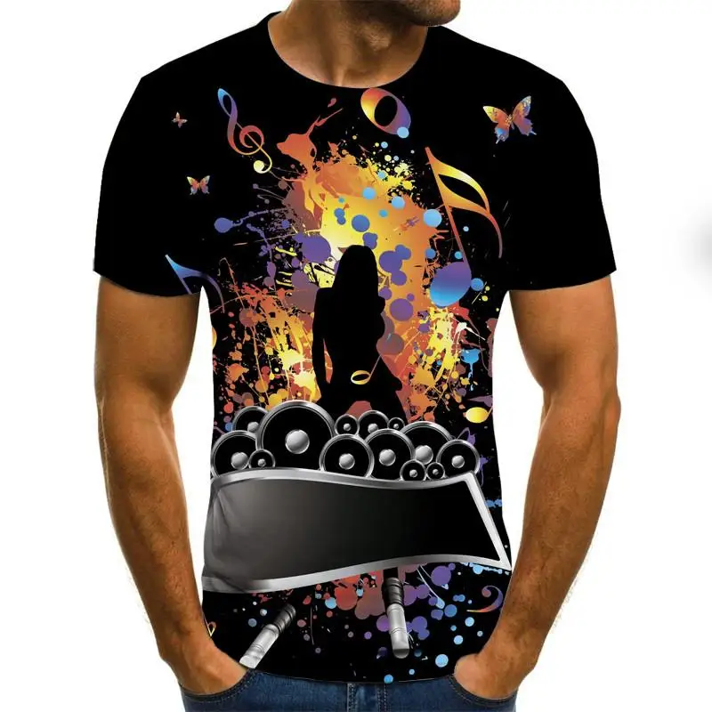 

2020 music art Musical instrument 3D full printing fashion t shirt Unisex hip hop style tshirt streetwear casual summer