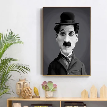 

Canvas HD Prints Chaplin Poster Wall Art Nordic Home Decoration Black and White Painting Modular Simpel Pictures For Living Room