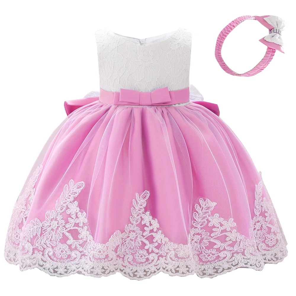 dark pink Розничная ; платье для новорожденных девочек 1 года; платье для дня рождения платье для крестин с аппликацией в виде бабочки для маленьких девочек; L1911XZ - Цвет: dark pink