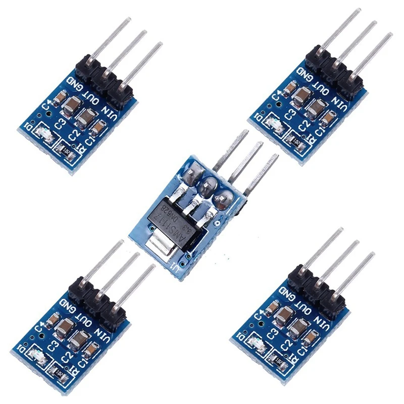 

AMS1117-3.3 DC Voltage Regulator Step Down Power Supply Module 4.75V-12V to 3.3V 800mA (Pack of 5)
