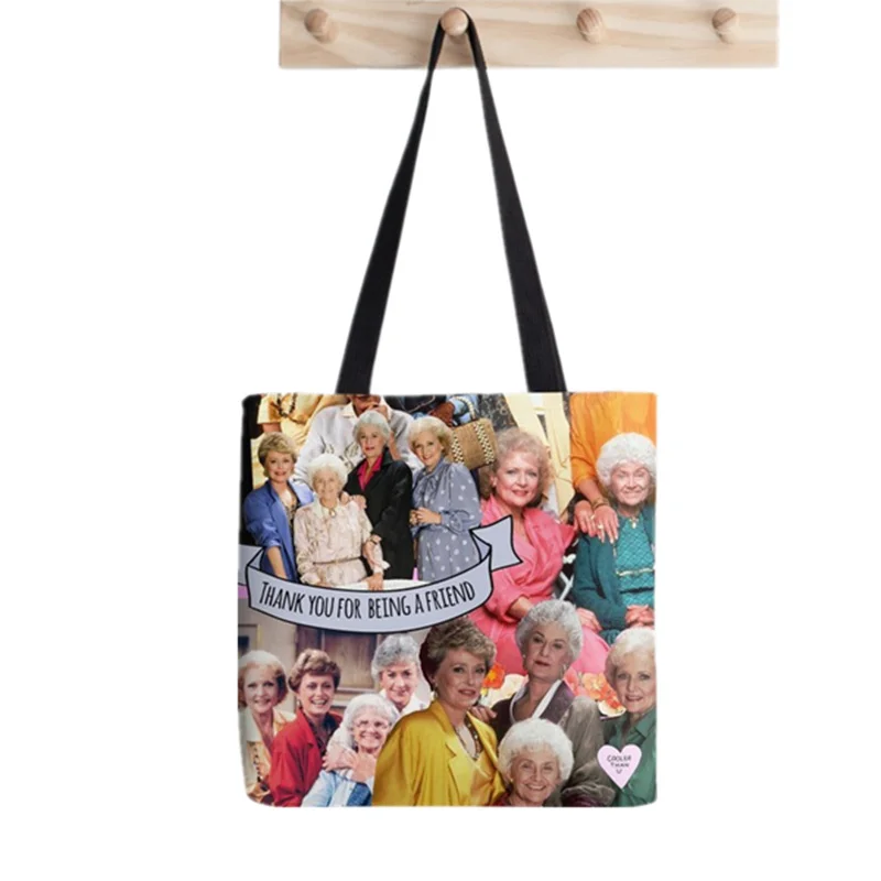 

2021 Shopper golden girls pattern Printed Tote Bag women Harajuku shopper handbag girl Shoulder shopping bag Lady Canvas Bag