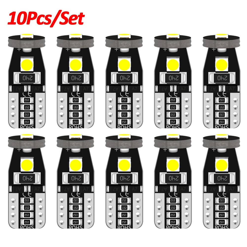 

10Pcs/Set T10 Led Light W5W Led Bulbs 6000K Signal Lamp Reading Interior Lamp License Plate Light Canbus Car Interior Lights