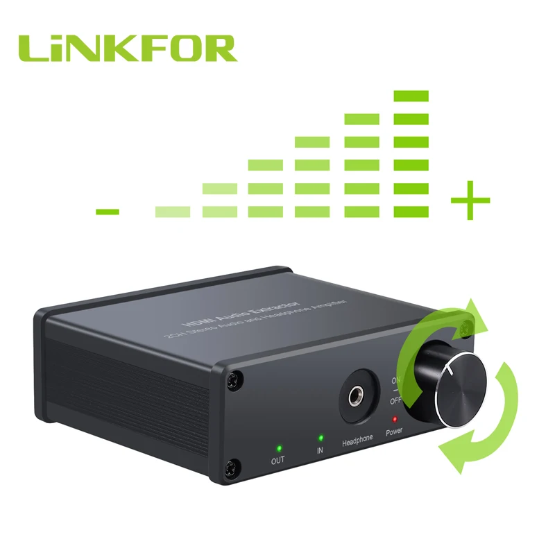 LiNKFOR HDMI-compatible to With RCA 3.5mm Jack Output Volume Control Audio Extractor Support 4K 3D + USB cable |