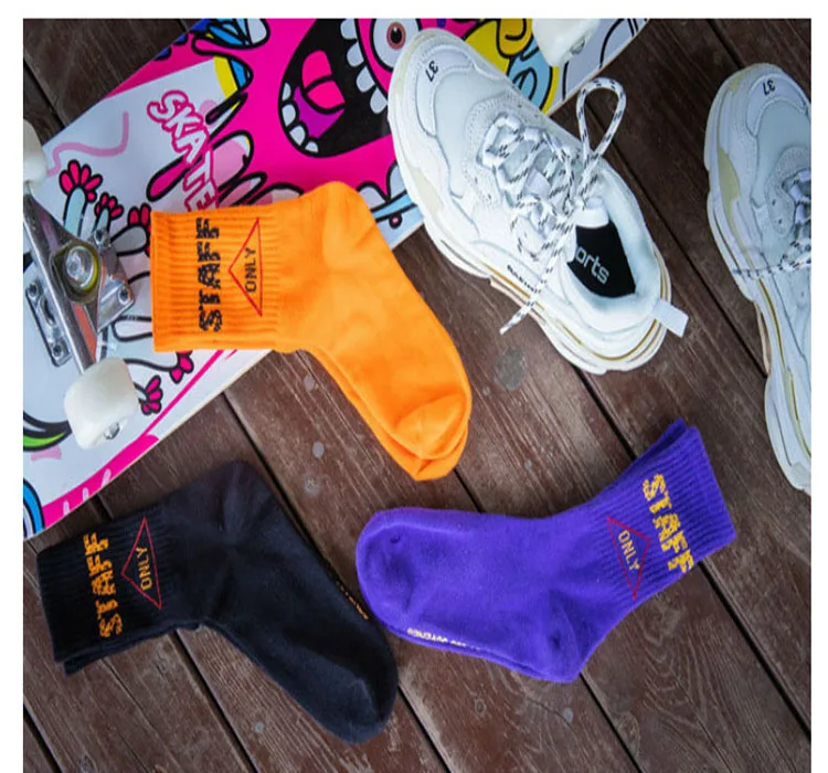 Осенние модные хип-носки женские удобные дышащие носки скейтбордиста письмо Harajuku впитывающие носки девушки DSW404