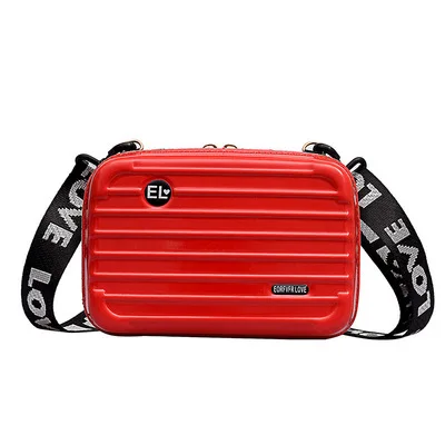 Женский миничемоданчик в форме сумки через плечо модная Высококачественная маленькая сумка на плечо широкая полоска с надписью клатч для девочки сумочка ZF10012 - Цвет: Red