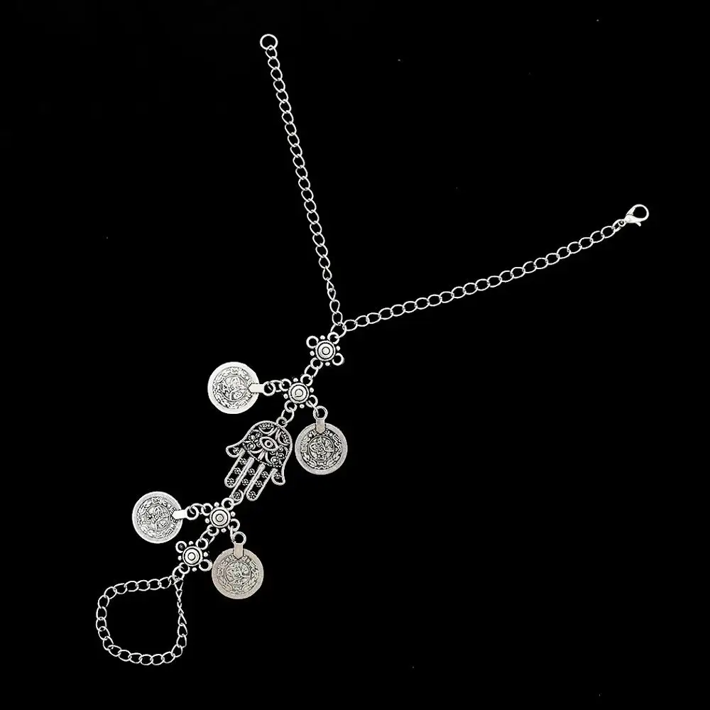 Women Gypsy Jewelry Bracelets Silver-Color Coin eye Charms Dangle Pendant Vintage Ethnic Gift Free Shipping | Украшения и