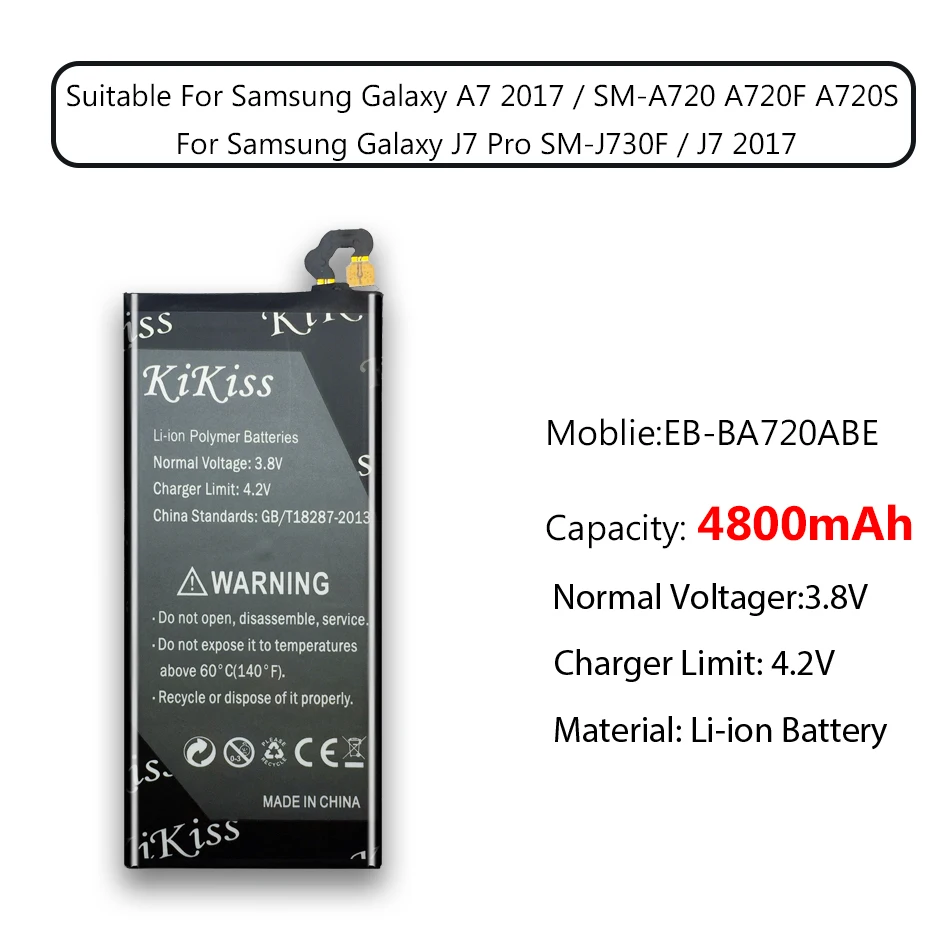 4800 мАч батарея большой емкости для samsung Galaxy A7 версия SM-A720 A720 A720F настоящая батарея телефона EB-BA720ABE большой мощности