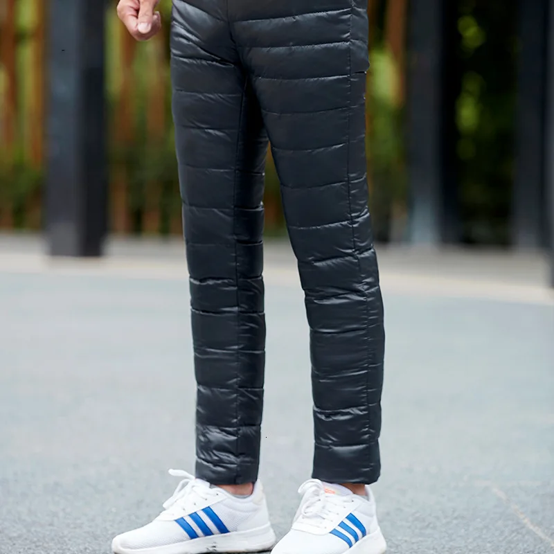 5XL Plus Size Men Winter Down Cotton Pants 90% White Duck Down High Waist Thick Warm Trouser Outdoor Hiking Waterproof Pant