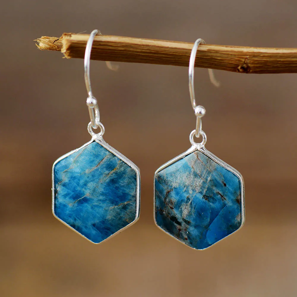 Geometric Women Earrings Apatite Dangle Earring Bold Fashion Natural Stones Luxury Designer Jewelry Bijoux Dropshipping