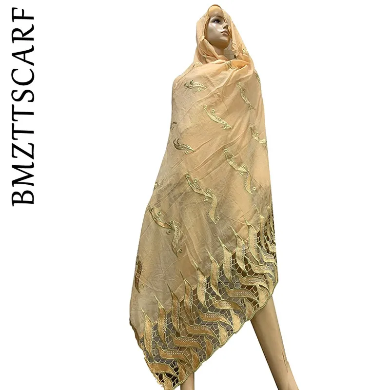 Хороший дизайн Африканский женский шарф большая вышивка мусульманский женский шарф тяжелый шарф для обертывания BM931 - Цвет: Color 3