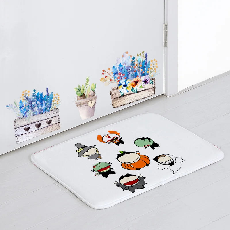 16 Funny Cute Floor Mat White Ghost Pumpkin Bat Cartoon Carpet Home Bathroom 40*60Cm Non-Slip Rubber Absorbent Halloween Door Mat - Цвет: 16