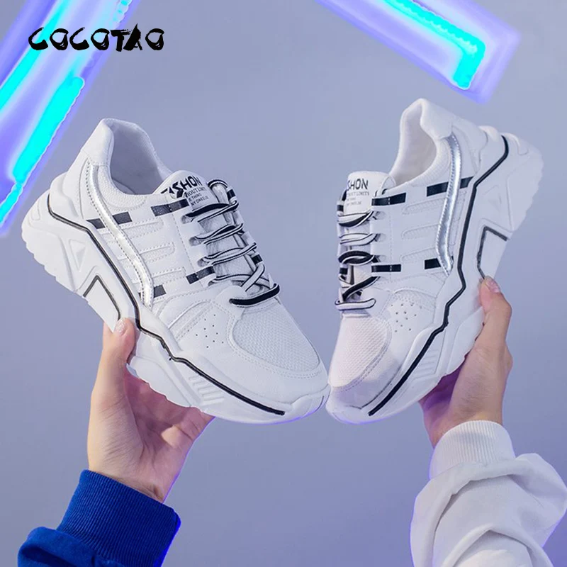 

Small White Shoes Women 2019 Autumn New Pine Cone Thick Bottom Joker Net Red Ins Mesh Korean Version Of Heighten Torre Shoes27