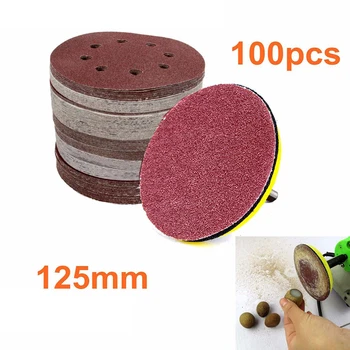 

100pcs 5 60-240 Grit Sanding Discs Orbital Sander Paper Sheet Hook Loop Pad Kit