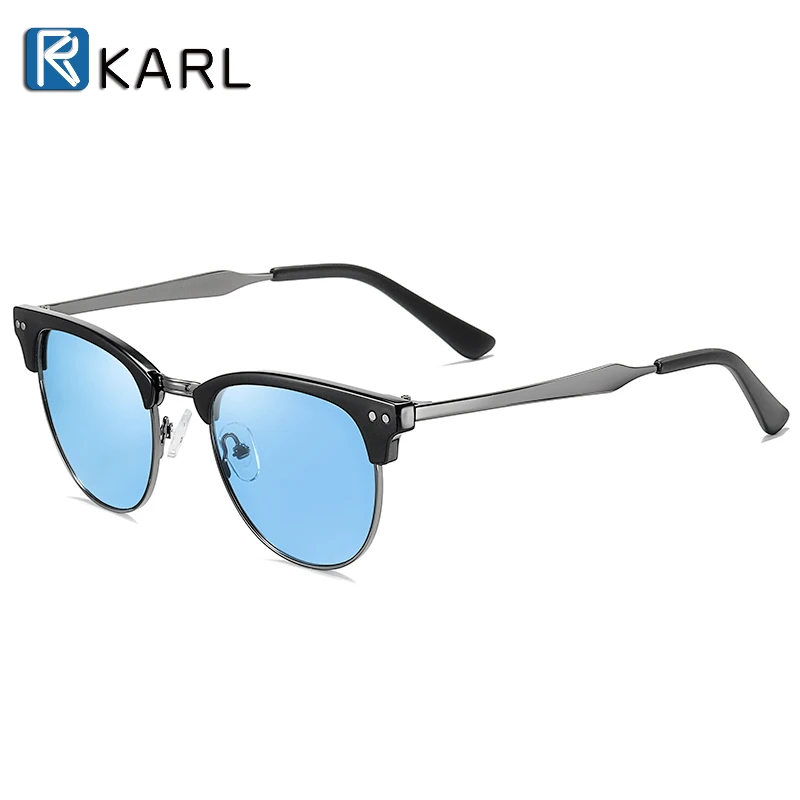 KARL Новые поляризованные солнцезащитные очки женские роскошные брендовые дизайнерские солнцезащитные очки без оправы винтажные очки для вождения синие оттенки для женщин