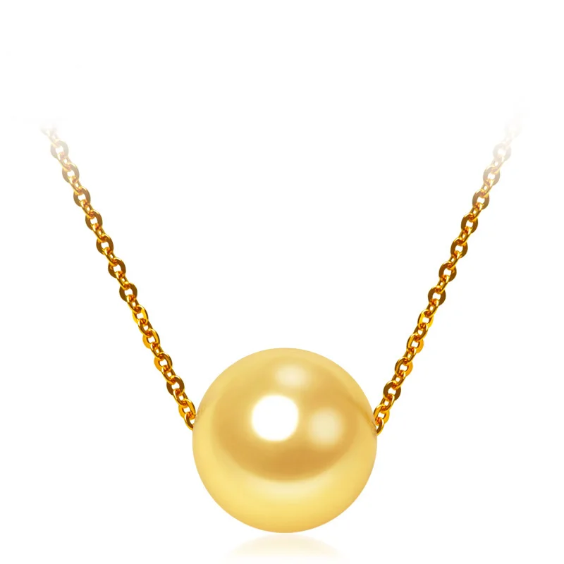 [YS] 18k настоящая Золотая цепь 7-9 мм подлинный культурный морской акойя одинарный жемчуг кулон ожерелье