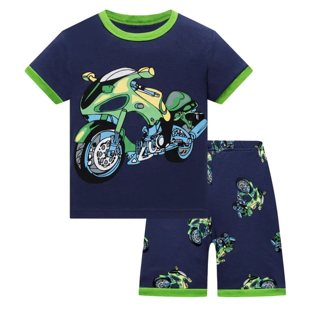Kids Pajamas Set Summer Children Short Sleeve Sleepwear Rocket Boys Cartoon Pyjamas Clothing Nightwears Set 19