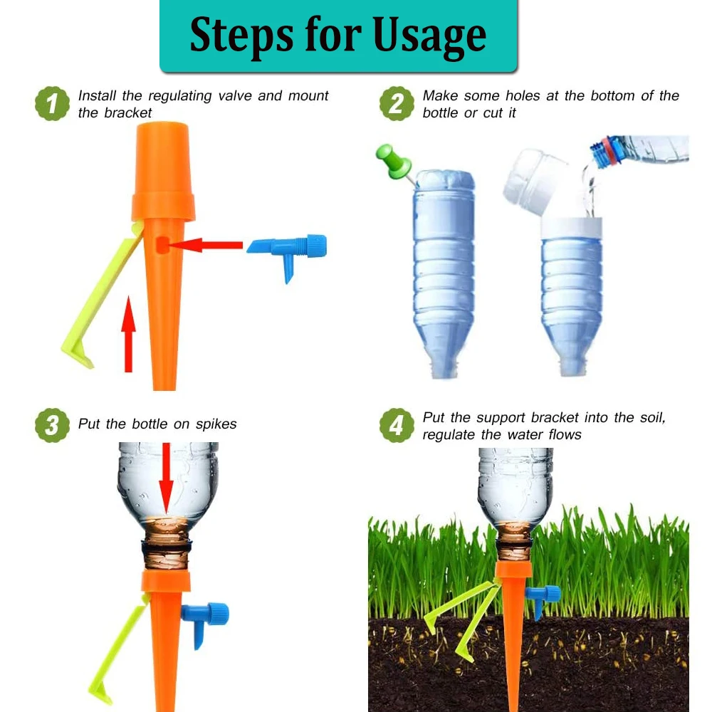72/36/24/6pcs Automatic Watering Spike With Bracket Adjustable Water Flow Dripper Irrigation Kit Garden Greenhouse Watering Tool 72/36/24/6pcs Automatic Watering Spike With Bracket Adjustable Water Flow Dripper Irrigation Kit Garden Greenhouse Watering Tool