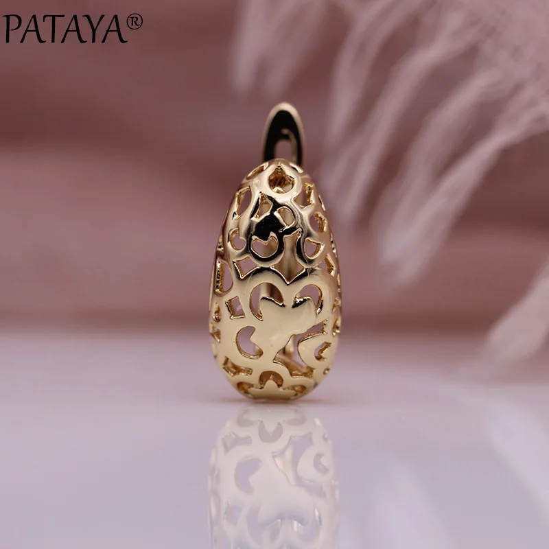 PATAYA новые полые круглые висячие серьги 585 розовое золото изысканные свадебные