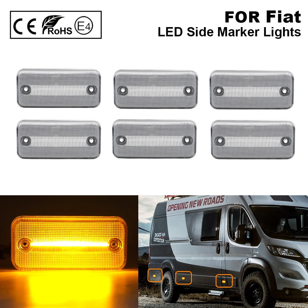 

6PCS For Fiat Ducato Citroen Relay Peugeot Boxer Renault VOLVO MAN F Iveco DAF JEEP Cherokee II LED side marker lamp light Clear