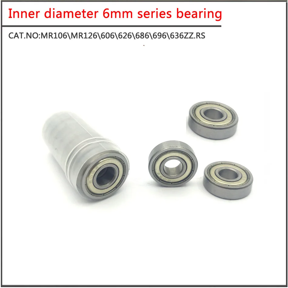 

10Pcs/set MR106 MR126 686 696 606 626 636ZZ Double sided iron sheet seal Small diameter ball bearing with inner diameter of 6mm