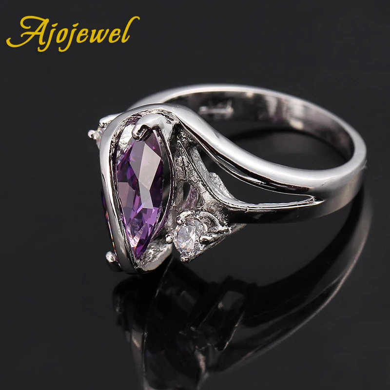 Ajojewel, сверкающие обручальные кольца с кубическим цирконием для женщин, красные, фиолетовые, простые кольца из камней правильной геометрической формы, роскошные кольца