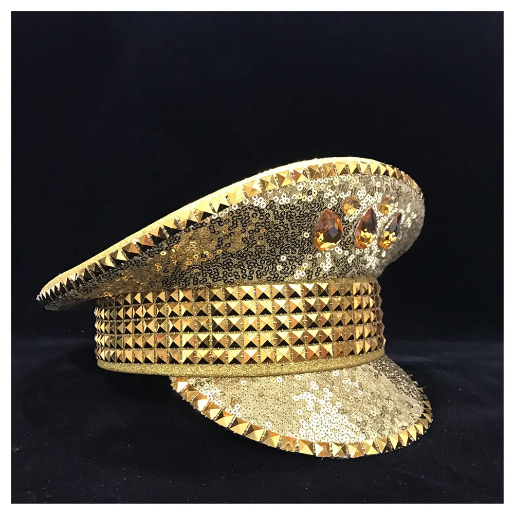 Steampunk New Men Women Police Hat Gold Cotton Military Hat Captain Hat Guard Adult Hat 3 Size
