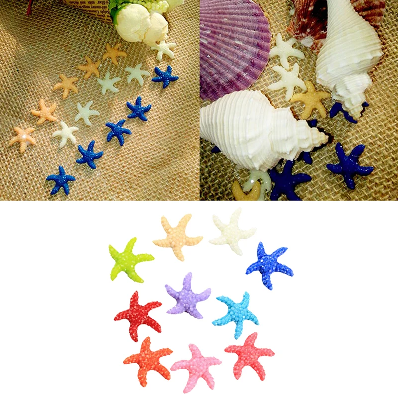 

10 Pcs Resin Cute Miniature Starfish Fish Tank Landscape Aquarium Ornaments Decor Special Small Starfish Flat-Bottomed Dril New