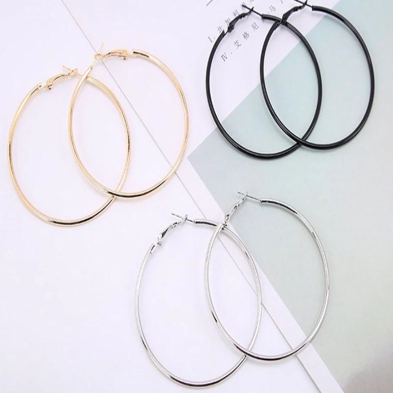Hoop Earrings for Women/Girls Big Smooth Circle Hanging Charm Gift Gold Vintage...