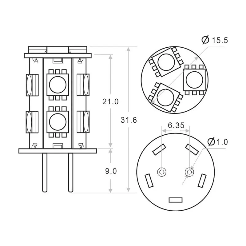 5 шт./лот Dimmable G6.35 GY6.35 осветительная лампочка 13 шт. 5050SMD лампы 12V 2 W белое свечение